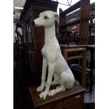 A large ceramic greyhound dog, 78cm high