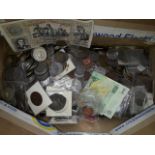 A box of mixed GB and world coins