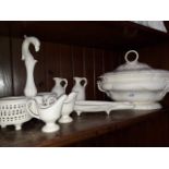 Seven pieces of modern Leeds Ware including a tureen