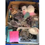 A box of cleaned and bagged costume jewellery