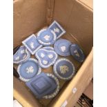 Wedgwood blue jasper ware, mainly pin trays (appx 15)