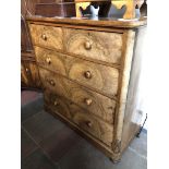 A Victorian walnut chest of drawers with bun handles and feet, width 123cm, depth 53cm & height