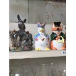 Two American FF animal jugs and an Italian Lustreware donkey