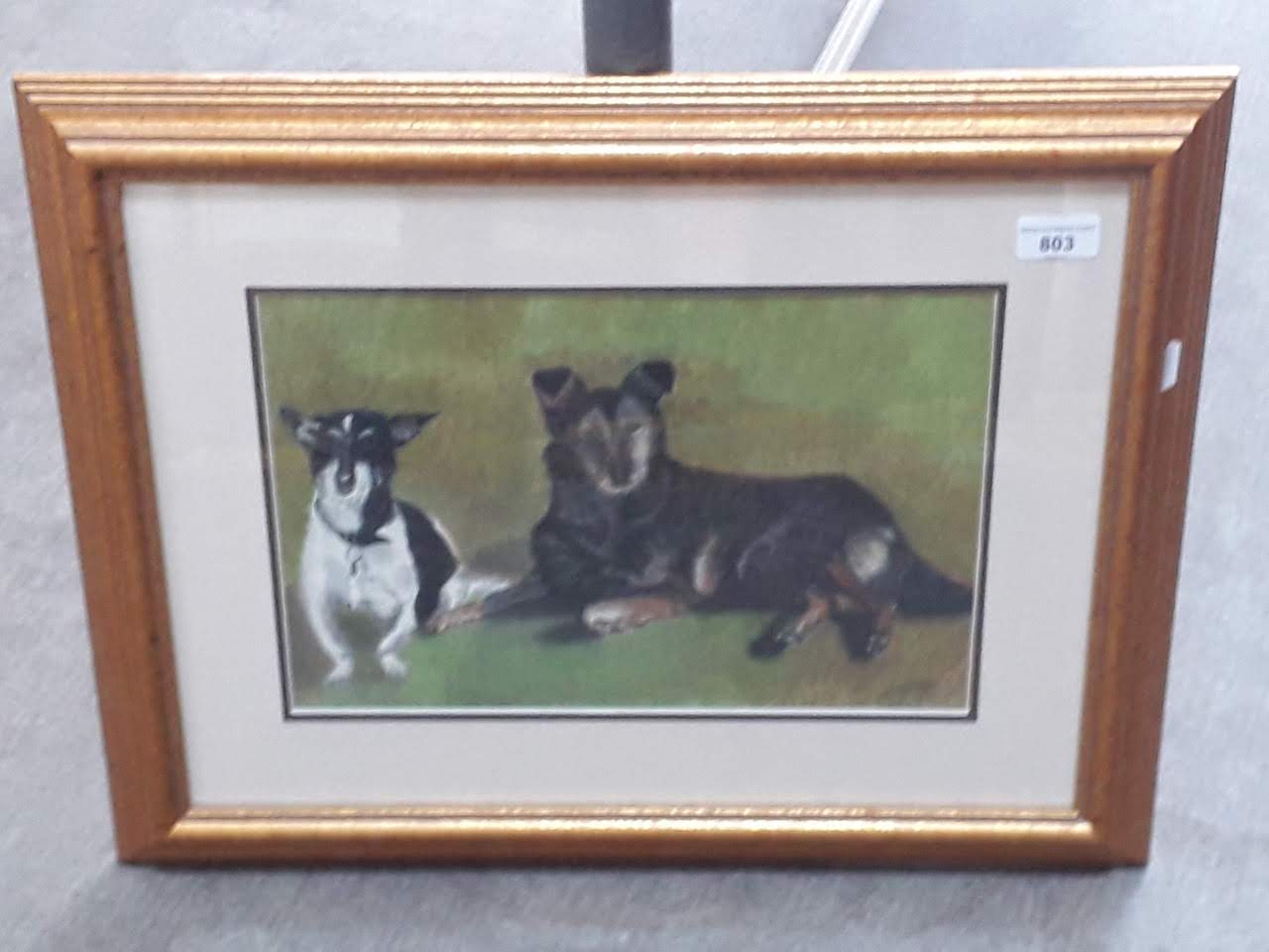 Basil J Hughes, doggy portrait, pastel, 35cm x 23cm, signed lower right, glazed and framed 56cm x