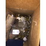 A box of misc world coins