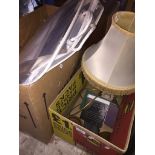 Two boxes of various items including pottery Ladro table lamp, ceramic pots, plated cigarette