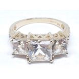 A hallmarked 9ct gold ring set with colourless stones, gross wt. 4.18g, size N.