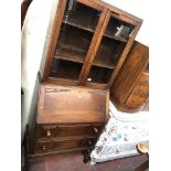 An oak bureau bookcase.