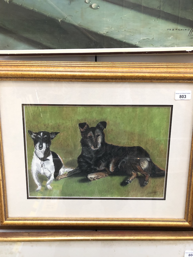 Basil J Hughes, doggy portrait, pastel, 35cm x 23cm, signed lower right, glazed and framed 56cm x - Image 2 of 2