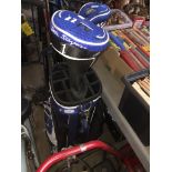 A Ben Sayers golf bag, trolley, M11 driver & 5 wood
