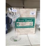 A boxed set of 6 Stuart crystal Glencoe Hock glasses
