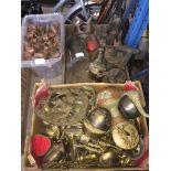 A box of blow lamps, box of brass fittings, box of copper fittings, etc.