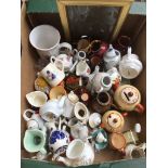 A box of cabinet china including crested ware