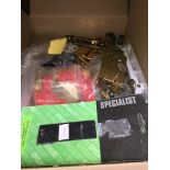 A box of DIY handles, locks, etc.