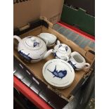 A Chinese tea set - koi carp decoration