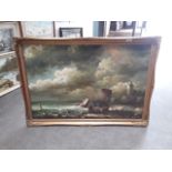 S. D. Richelle (French, 20th century), coastal scene oil on canvas, 90cm x 60cm, signed lower right,