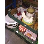 3 boxes of ceramics, pottery and kitchenware.