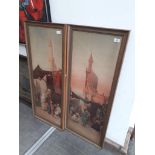 After Otto Pilny, a pair of orientalist prints, 37cm x 100cm, glazed and framed.