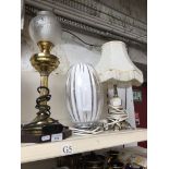 Three table lamps including onyx