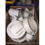 A large box of white tableware, mainly Sango china, Japan