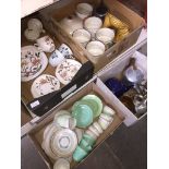 Four boxes of pottery, china and some metal ware
