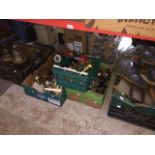 6 boxes of misc to include metalware, brass, lamps, etc.