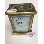 Brass carriage clock, makers name indistinct, address Bank Street Edinburgh