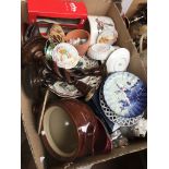 Mixed china, glass etc including Portmeirion and Denby