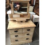 A stripped pine dressing table chest