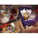 4 boxes of kitchen ware and ornaments etc.