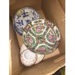 A box of Chinese plates and Chinese bowl