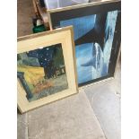 Two prints - Vincent van Gogh Outdoor Cafe 1888, and a photo by Bob Talbot - Orcas