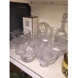 15 pieces of crystal including large Brierley basket and Webb bowl