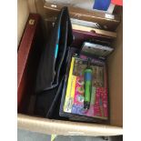 A box of misc including artist's requisites, etc.