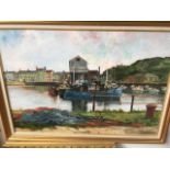A large acrylic painting by Trevor Green - The Harbour Whitehaven