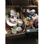 2 boxes of mixed ceramics, glass and and epns. Includes Gladstone china teawares and coronation