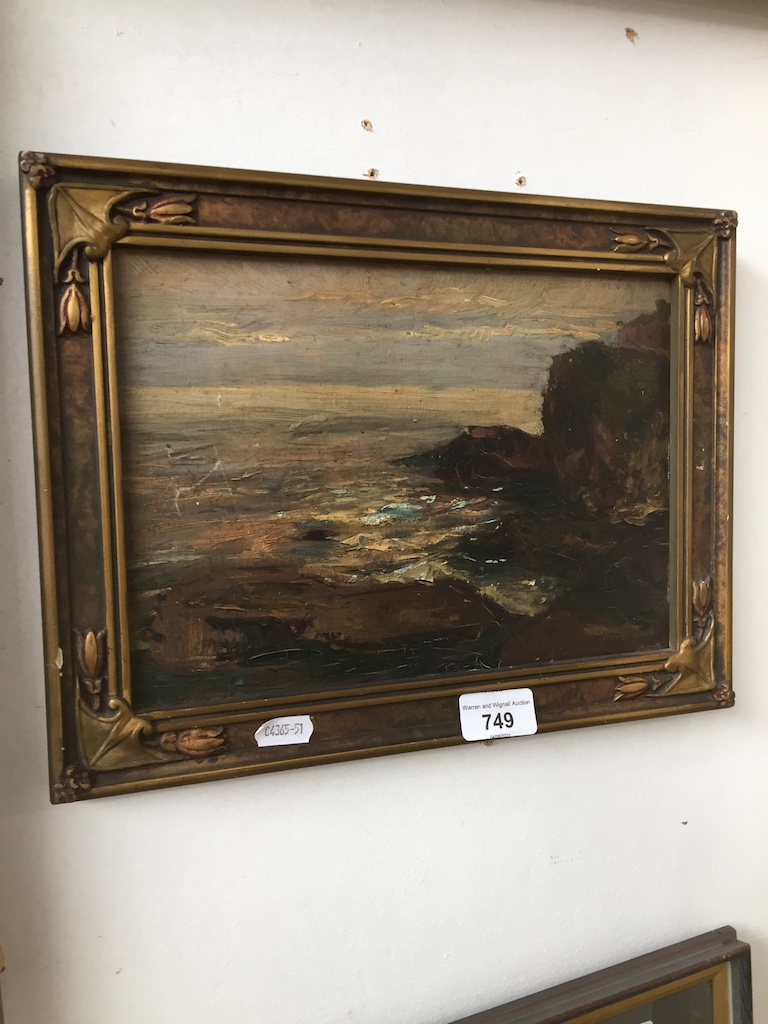 An early 20th century coastal scene oil on board, indistinctly signed lower right, possibly Russian?