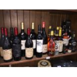 A large collection of alcoholic beverages to include wine, brandy, whiskey, port - 20 + 3
