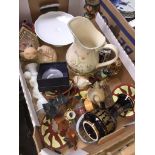 A box of mixed ceramics including Nkofitou vase, Royal Winton Country Diary collection jug,