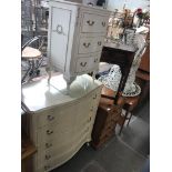 A French style chest of five drawers and a matching bedside chest