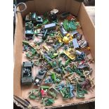 A collection of Deetail Britains Ltd figures and die-cast army cars, etc.