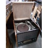 A vintage Ferguson record player radio, height 39cm, width 44cm and depth 42cm