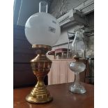 Two oil lamps, one 50cm the other 41cm