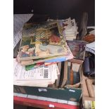 A box of vintage books including 1940's and 50's Rupert Bear books, Mr Men books and other old books