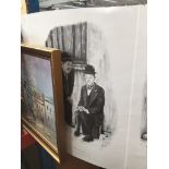 A Parisian scene oil on board and a ltd. edition print "The Last Laugh" by Peter Finnigan