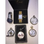 Four pocket watches and two wrist watches