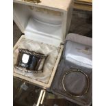 Boxed silver serviette ring and small bangle