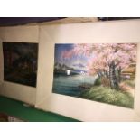 Four Japanese silk pictures - unframed