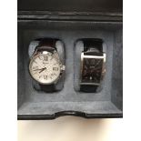 A gents Hugo Boss wristwatch together with a Thomas Sabo example. Both contained in a watch box