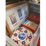 A box of collectables to include few prints after Margaret Clarkson, 2 Oriental plates and